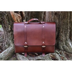 Leather Briefcase Messenger Bag Brown