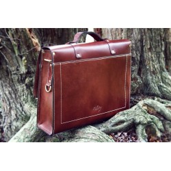 Leather Briefcase Messenger Bag Brown