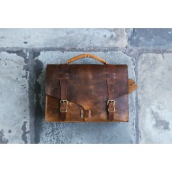 Grain Leather Mens Briefcase Brown Bag