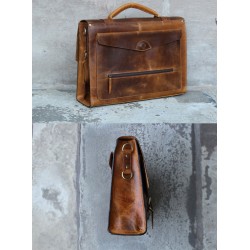 Grain Leather Mens Briefcase Brown Bag