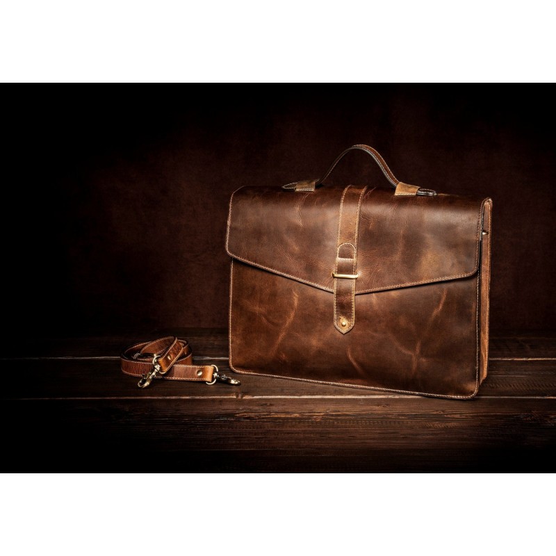 Real Leather Brown Mens Briefcase