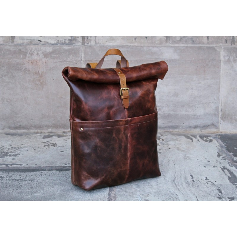 Real Leather Backpack Vintage Brown