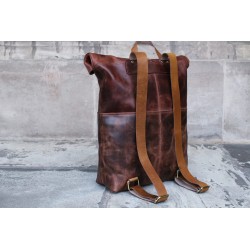 Real Leather Backpack Vintage Brown