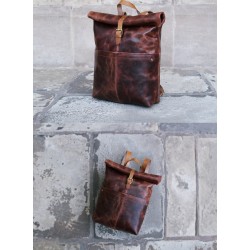 Real Leather Backpack Vintage Brown