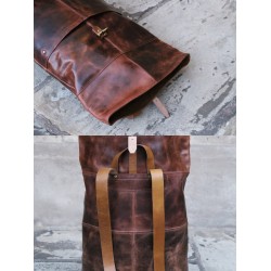 Real Leather Backpack Vintage Brown