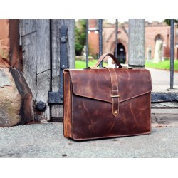 Real Leather Brown Mens Briefcase