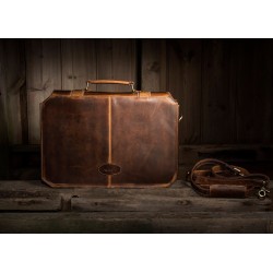 Real Leather Mens Briefcase Brown