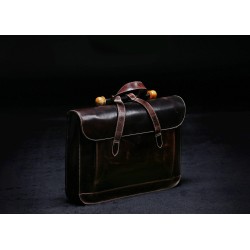 Dark Brown Leather Mens Briefcase Bag