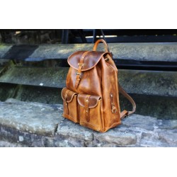 Mens Grain Leather Backpack