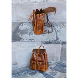 Mens Grain Leather Backpack