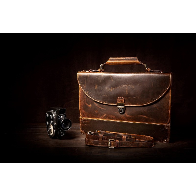 Mens Leather Briefcase Messenger Bag