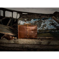 Mens Brown Leather Briefcase Laptop Bag