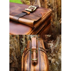 Leather Briefcase Laptop Bag Brown