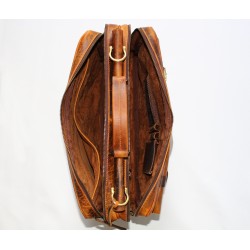 Leather Briefcase Laptop Bag Brown